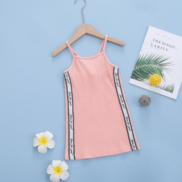 

Toddler Girls Letter Tape Side Cami Dress, Pink
