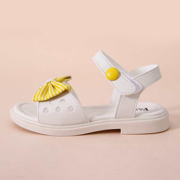 

Girls Bow Decor Hollow Out Sandals, White