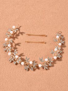 1pc Bride Wedding Pearl Encrusted Rhinestone Headband