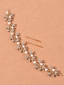 1pc Bride Wedding Pearl Encrusted Rhinestone Headband