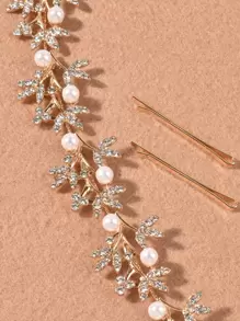 1pc Bride Wedding Pearl Encrusted Rhinestone Headband