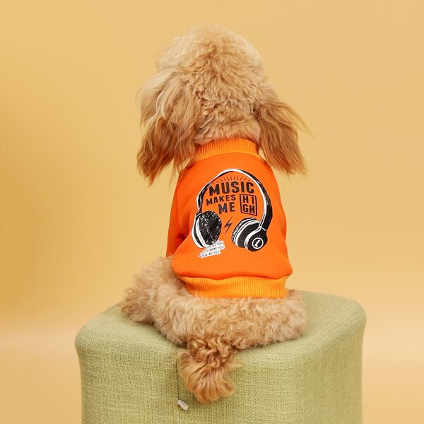 

Headset Print Pet Sweatshirt, Orange