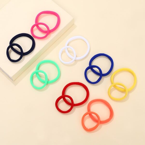 

16pcs Simple Hair Tie, Multicolor