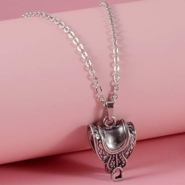 

Saddle Charm Necklace, Antique silver