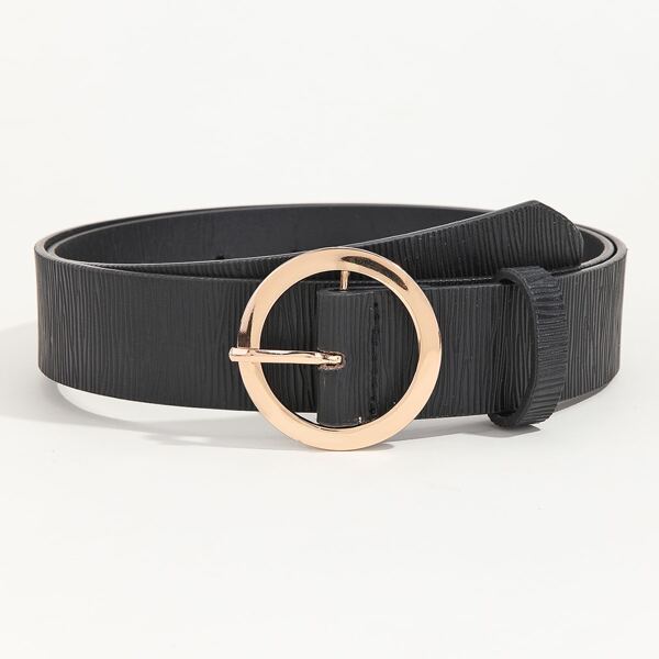 

Round Buckle Belt, Black