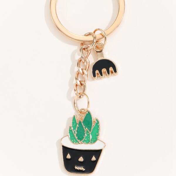 

Potted Plants Design Keychain, Black