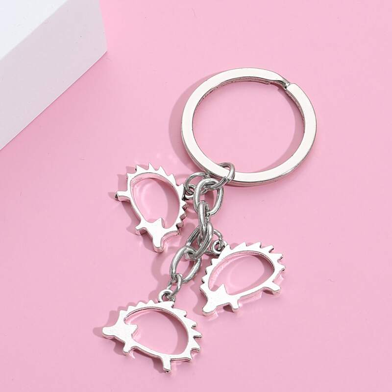 

Hedgehog Design Keychain, Silver