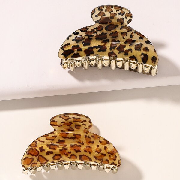 

2pcs Leopard Hair Claw, Multicolor