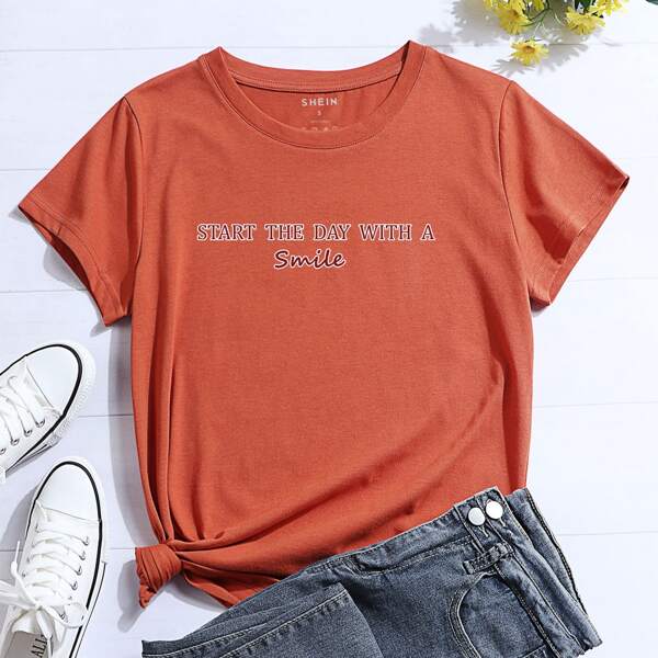 

Slogan Graphic Short Sleeve Tee, Burnt orange