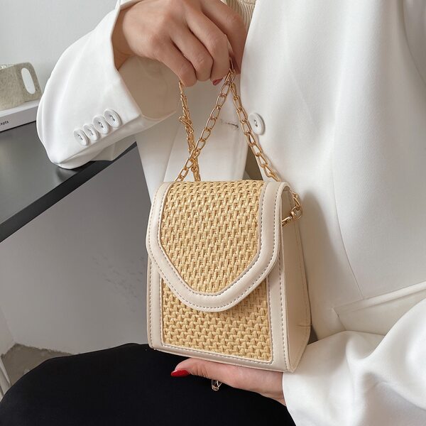 

Straw Design Chain Crossbody Bag, Yellow