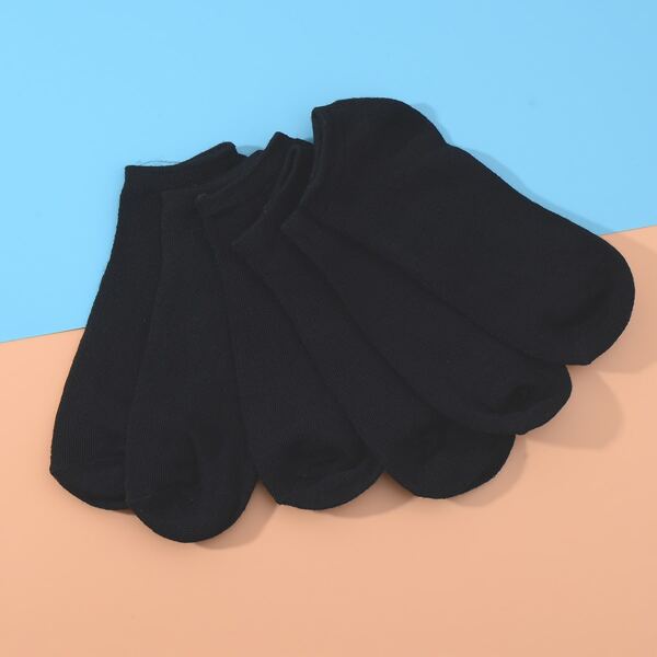 

3pairs Solid Short Socks, Black