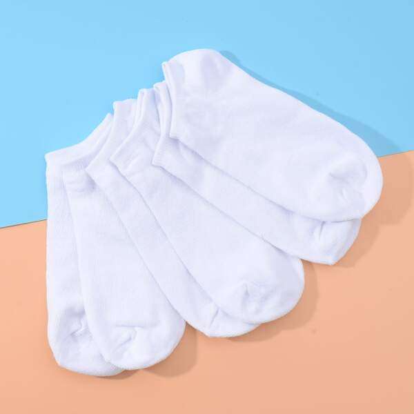 

3pairs Solid Short Socks, White