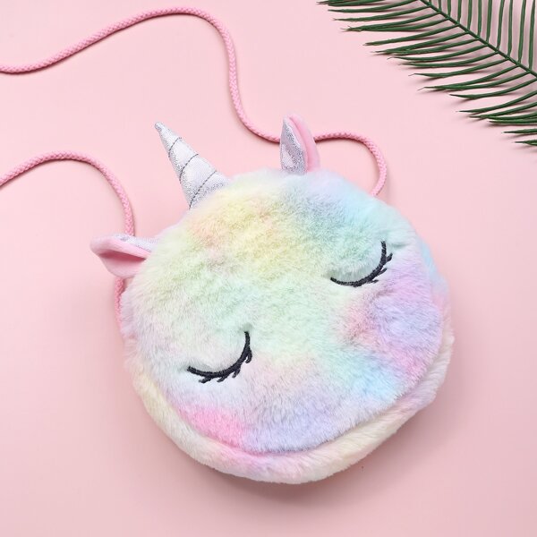 

Fluffy Cartoon Design Crossbody Bag, Multicolor