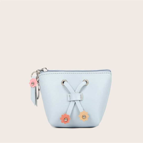 

Flower Decor Purse, Baby blue