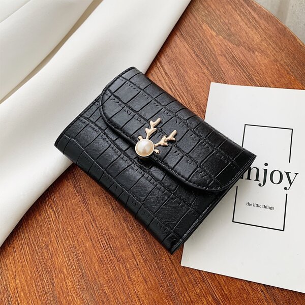 

Faux Pearl Decor Small Purse, Black
