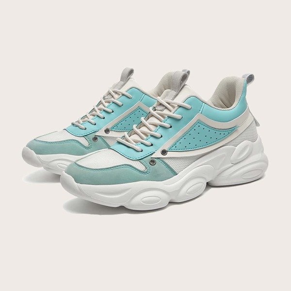 

Men Color Block Lace-up Front Sneakers, Blue