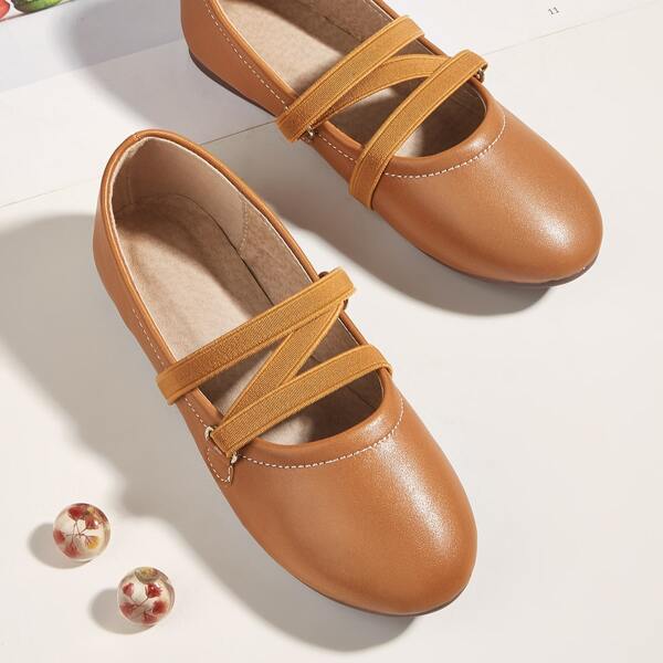 

Toddler Girls Elastic Decor Flats, Brown