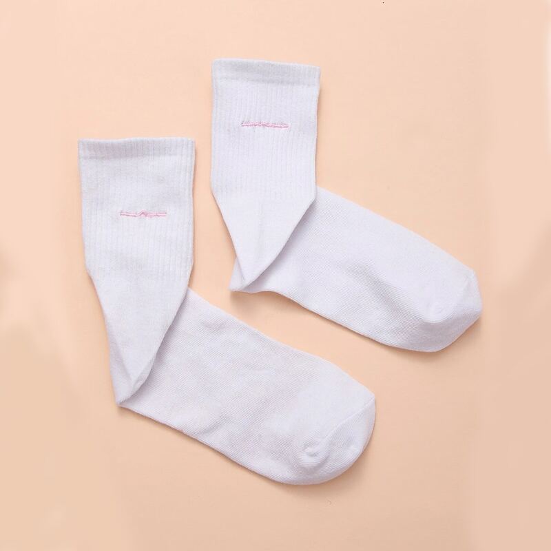 

1pair Plain Crew Socks, White