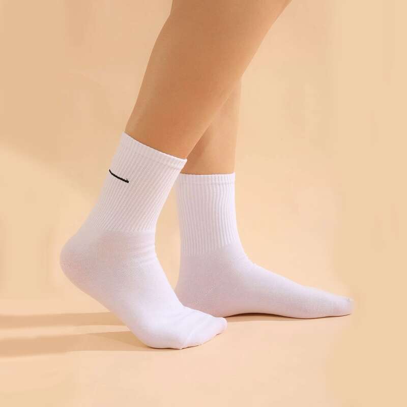 

1pair Minimalist Crew Socks, White