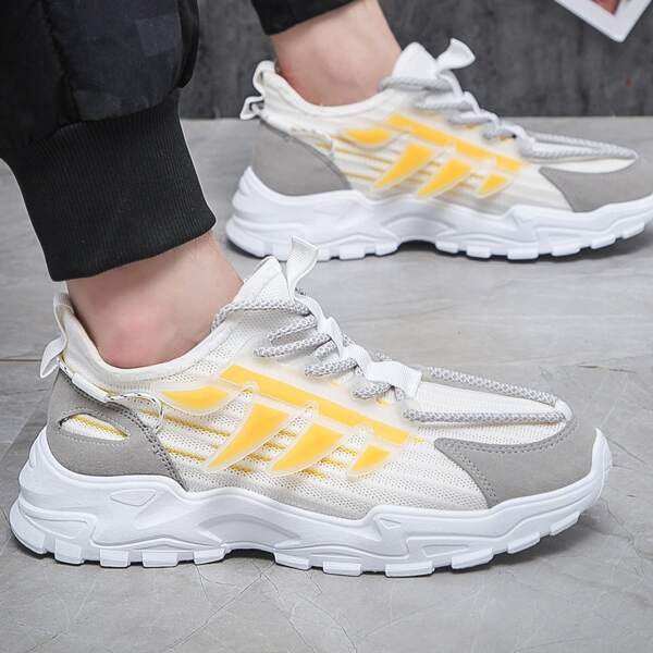 

Men Lace Up Front Chunky Trainers, Yellow