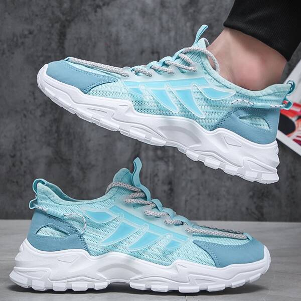 

Men Lace Up Front Chunky Trainers, Blue
