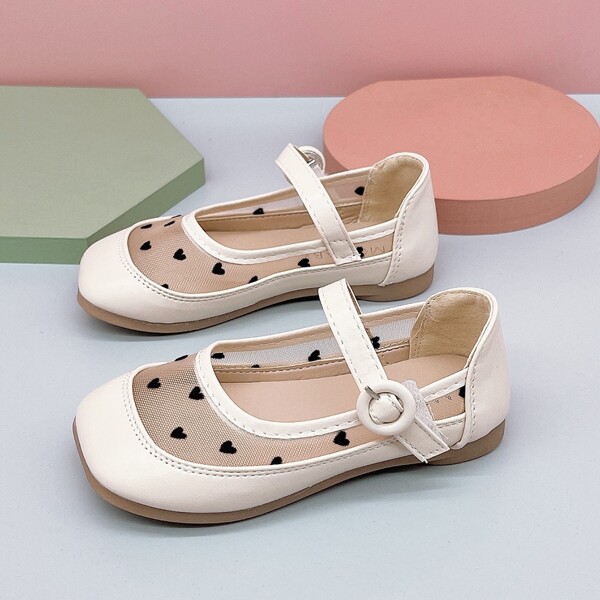 

Toddler Girls Heart Graphic Mary Janes, White