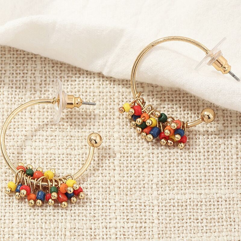 

Bead Hoop Earrings, Multicolor