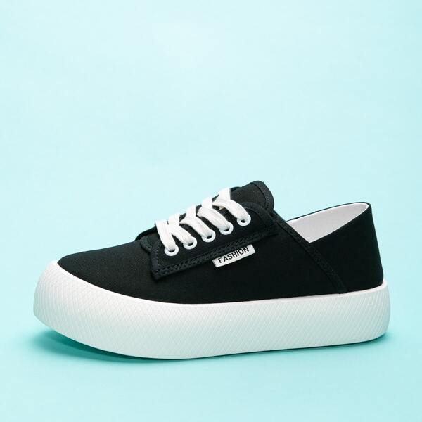 

Lace-up Front Canvas Shoes, Black