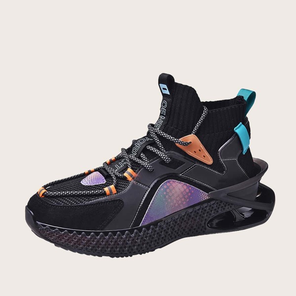 

Men Letter Graphic Lace Up Front Sneakers, Black