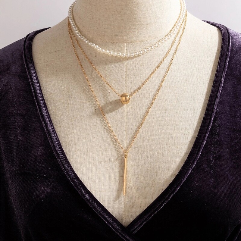 

Geo Layered Necklace, Gold