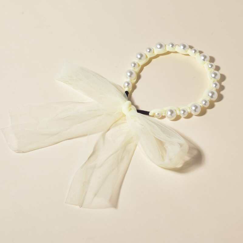 

Faux Pearl Decor Mesh Headband, Beige