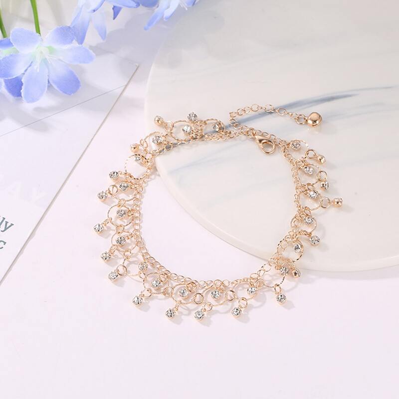 

Rhinestone Chain Anklet, Gold