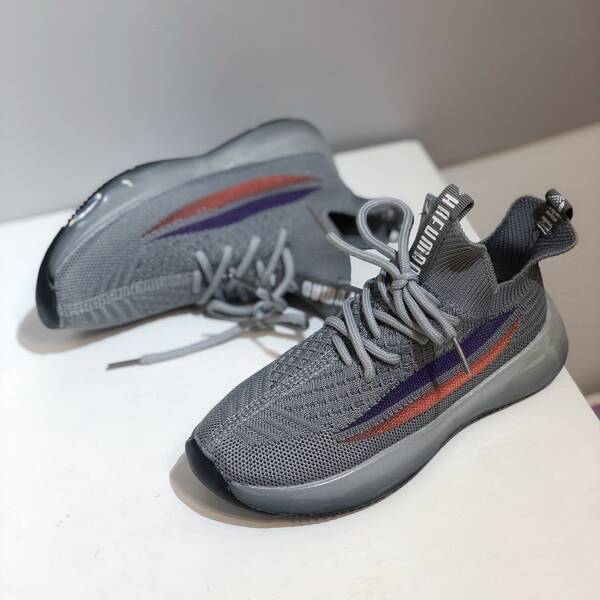 

Boys Lace-up Decor Breathable Sneakers, Grey