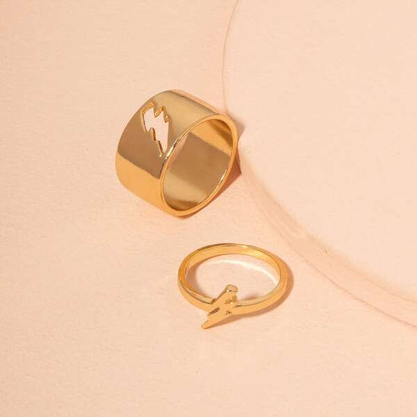

2pcs Lightning Decor Ring, Gold