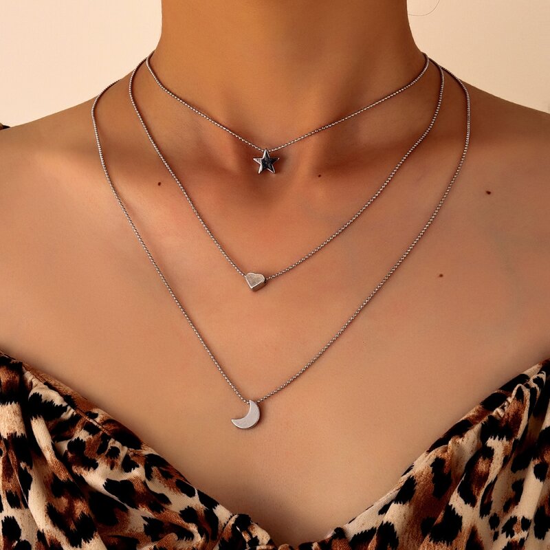 

Star & Heart Layered Necklace, Gold