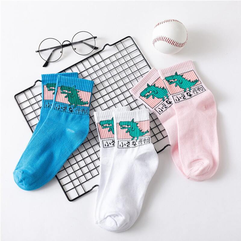 

3pairs Cartoon Graphic Crew Socks, Multicolor