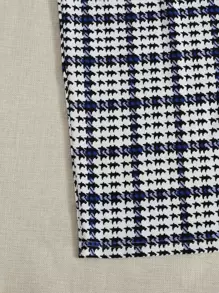 SHEIN Clasi Elastic Waist Houndstooth Print Skirt - Multicolor - View 3