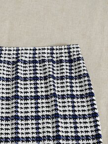SHEIN Clasi Elastic Waist Houndstooth Print Skirt - Multicolor - View 4
