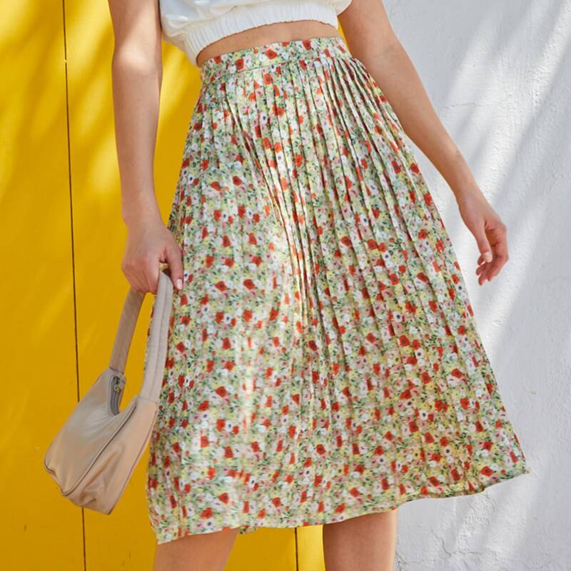 

Ditsy Floral Pleated Skirt, Multicolor