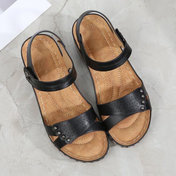 

Studded Decor Strappy Sandals, Black