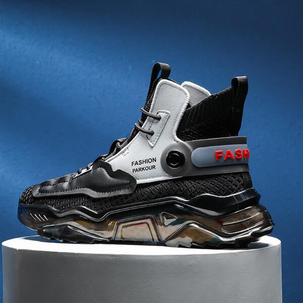 

Men Letter Graphic High Top Sneakers, Black