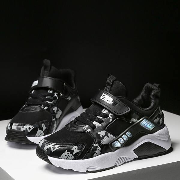 

Boys Camo Graphic Velcro Strap Sneakers, Black