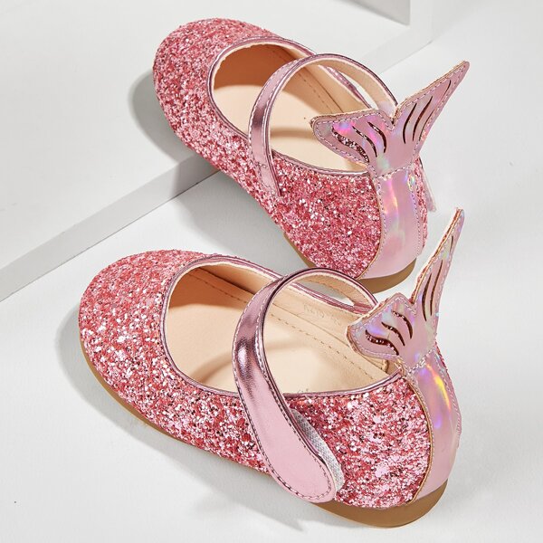 

Toddler Girls Fish Tail Design Glitter Flats, Hot pink
