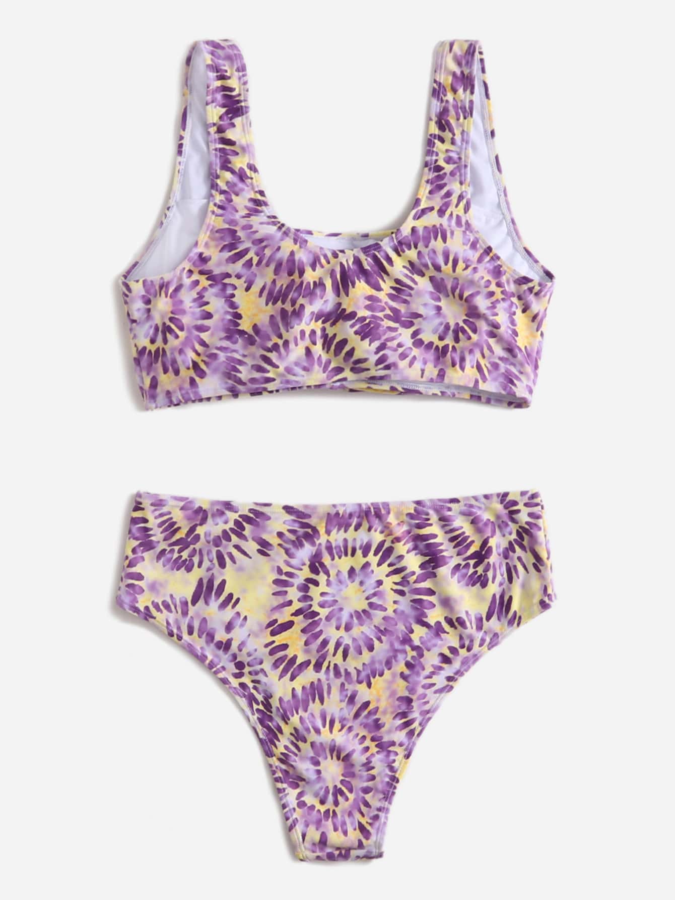 Plus Size Allover Graphic Knot Front Bikini Set Summer Beach