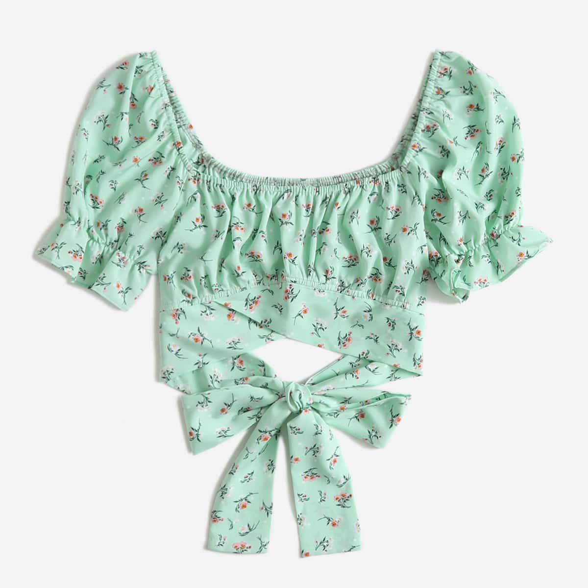 

Ditsy Floral Bow Back Blouse, Mint green