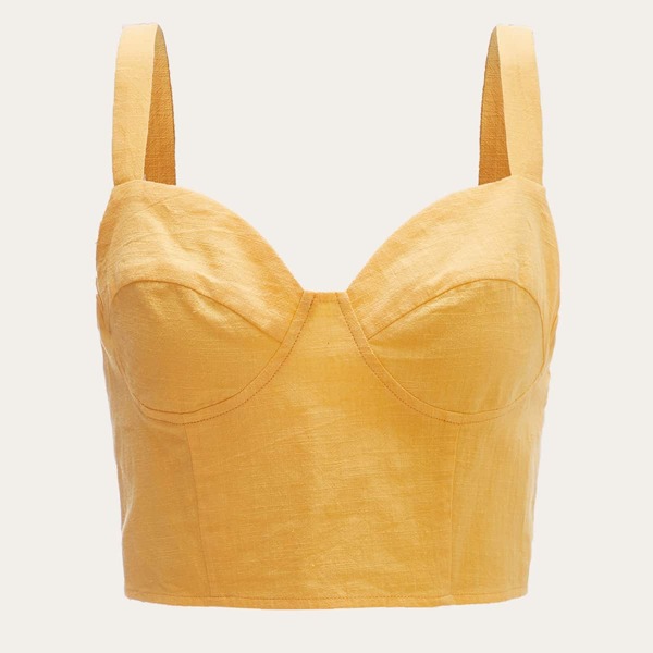 

Solid Shirred Back Cami Top, Yellow