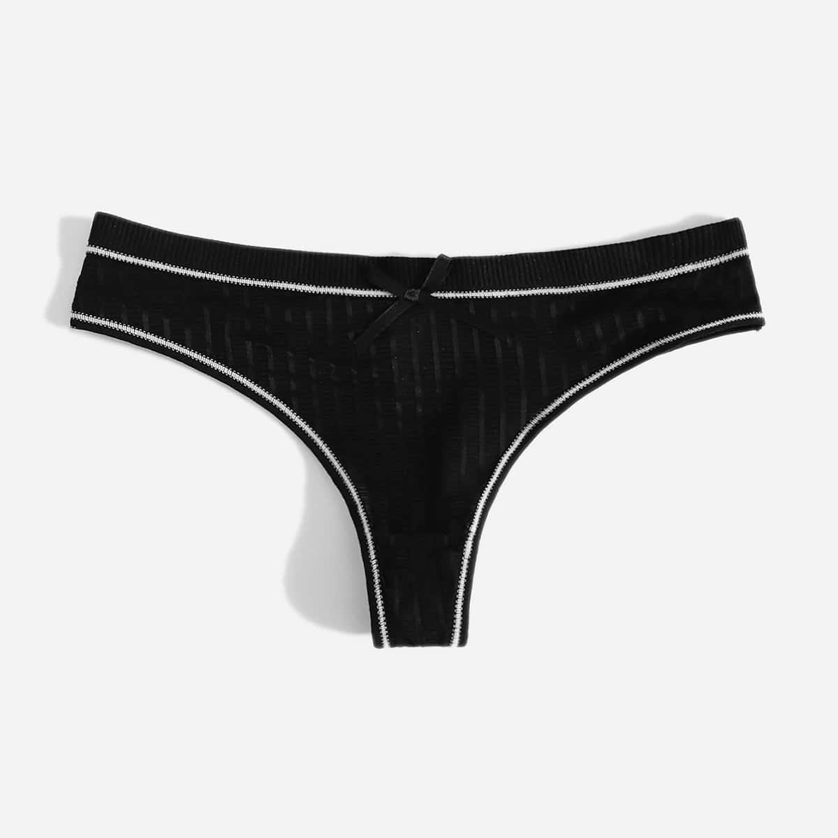 

Solid Bow Front Panty, Black