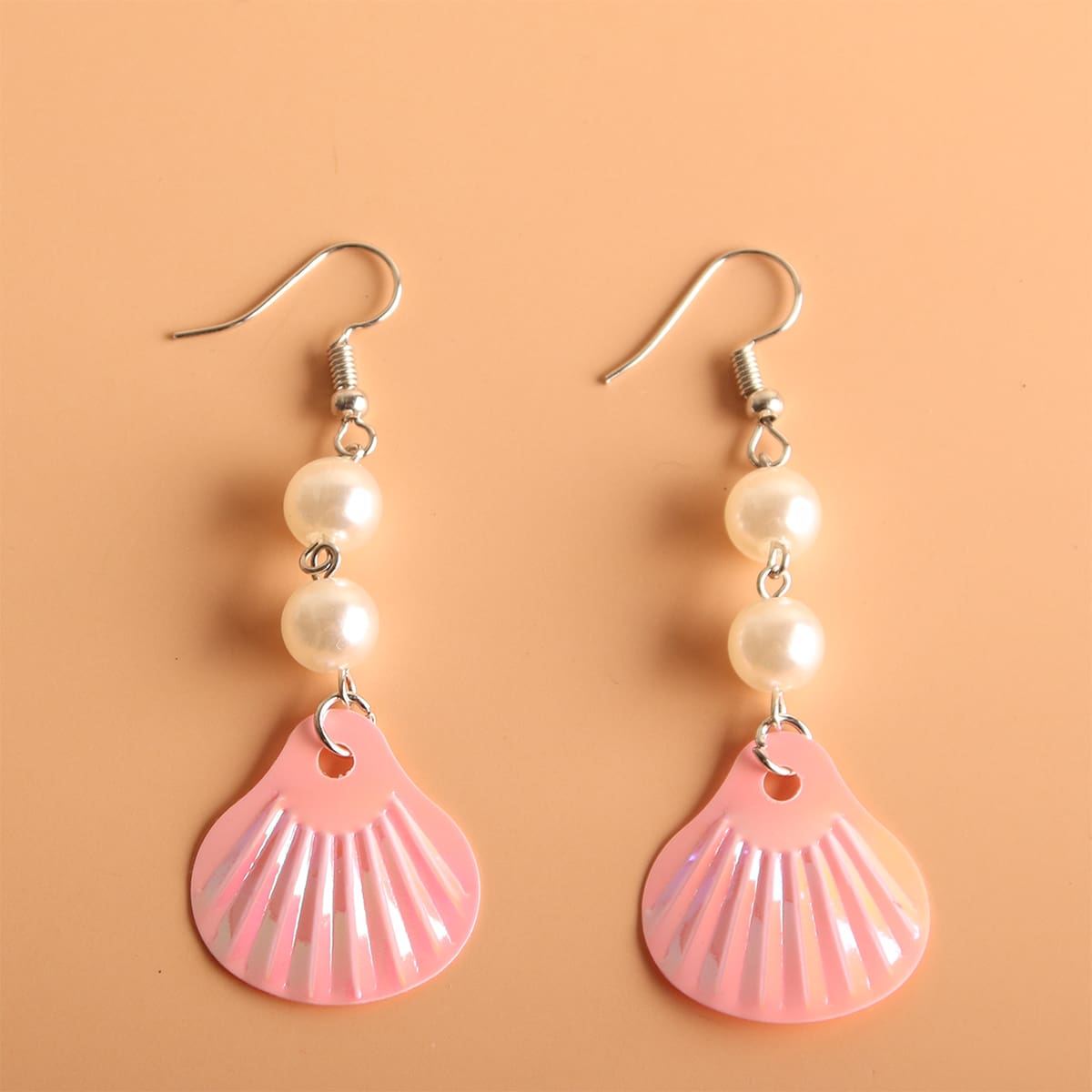 

Faux Pearl Drop Earrings, Pink