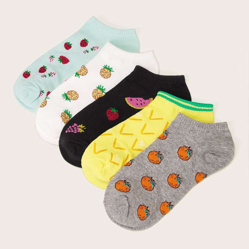 

5pairs Fruit Graphic Ankle Socks, Multicolor