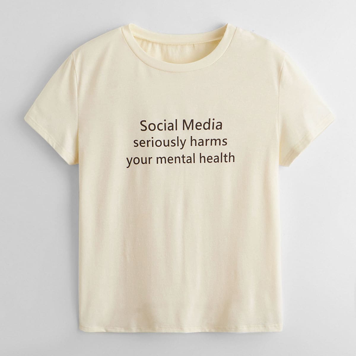 

Slogan Print Tee, Beige